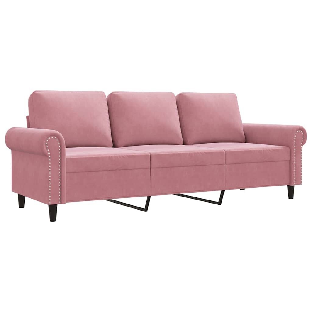 Sofa 3-osobowa, różowa, 180 cm, obita aksamitem Lumarko! Lumarko!