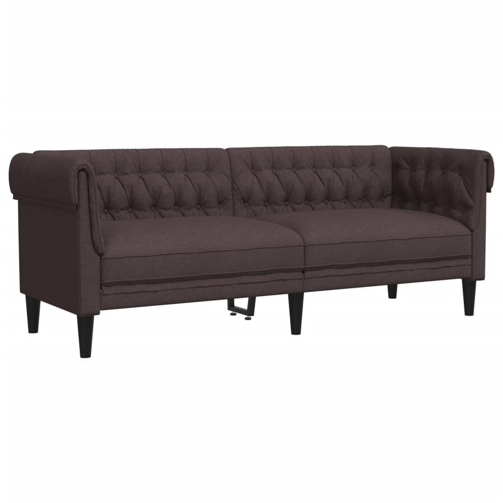 Sofa Chesterfield, trzyosobowa, ciemnobrązowa, obita tkaniną Lumarko! Lumarko!