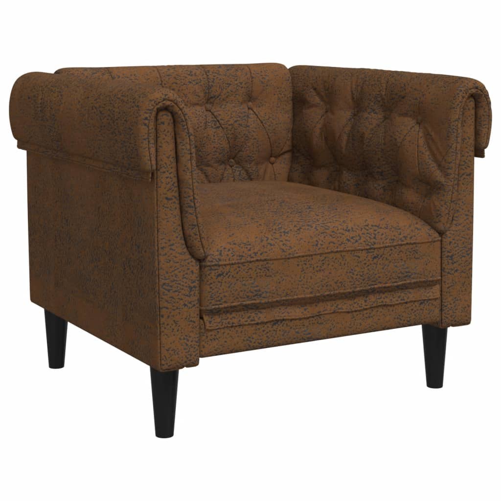 Fotel Chesterfield, brązowy, obity tkaniną Lumarko! Lumarko!