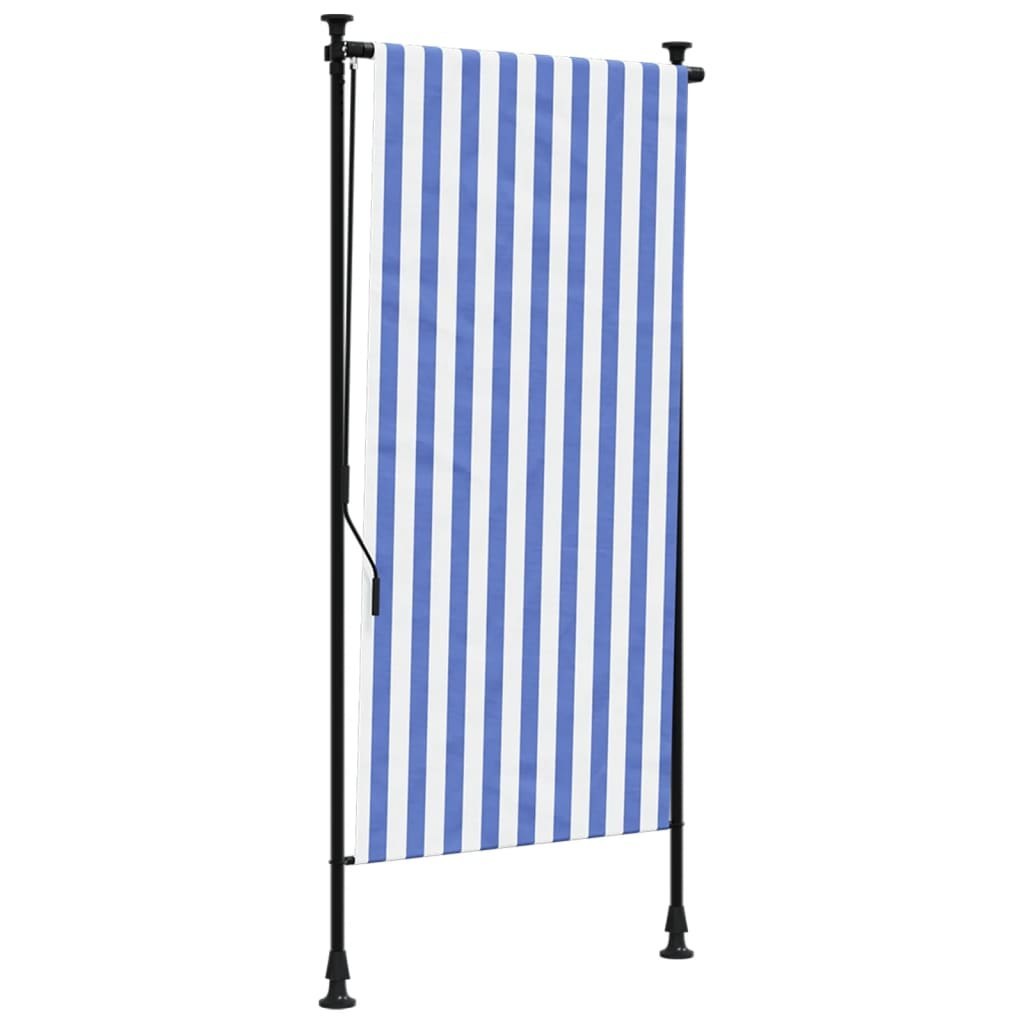 Roleta zewnętrzna, niebiesko-biała, 100x270 cm, tkanina i stal Lumarko! Lumarko!