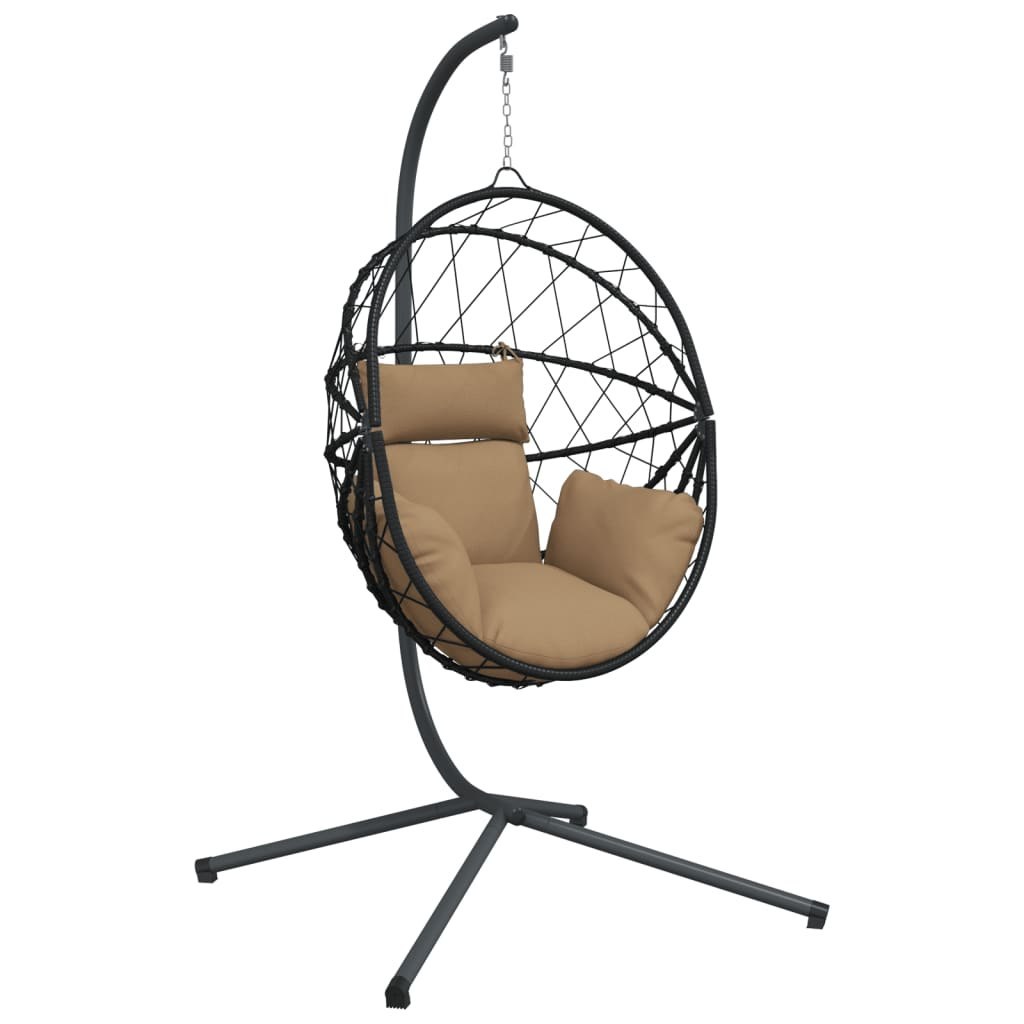 Wiszące krzesło kokon ze stojakiem, kolor taupe, rattan i stal Lumarko! Lumarko!