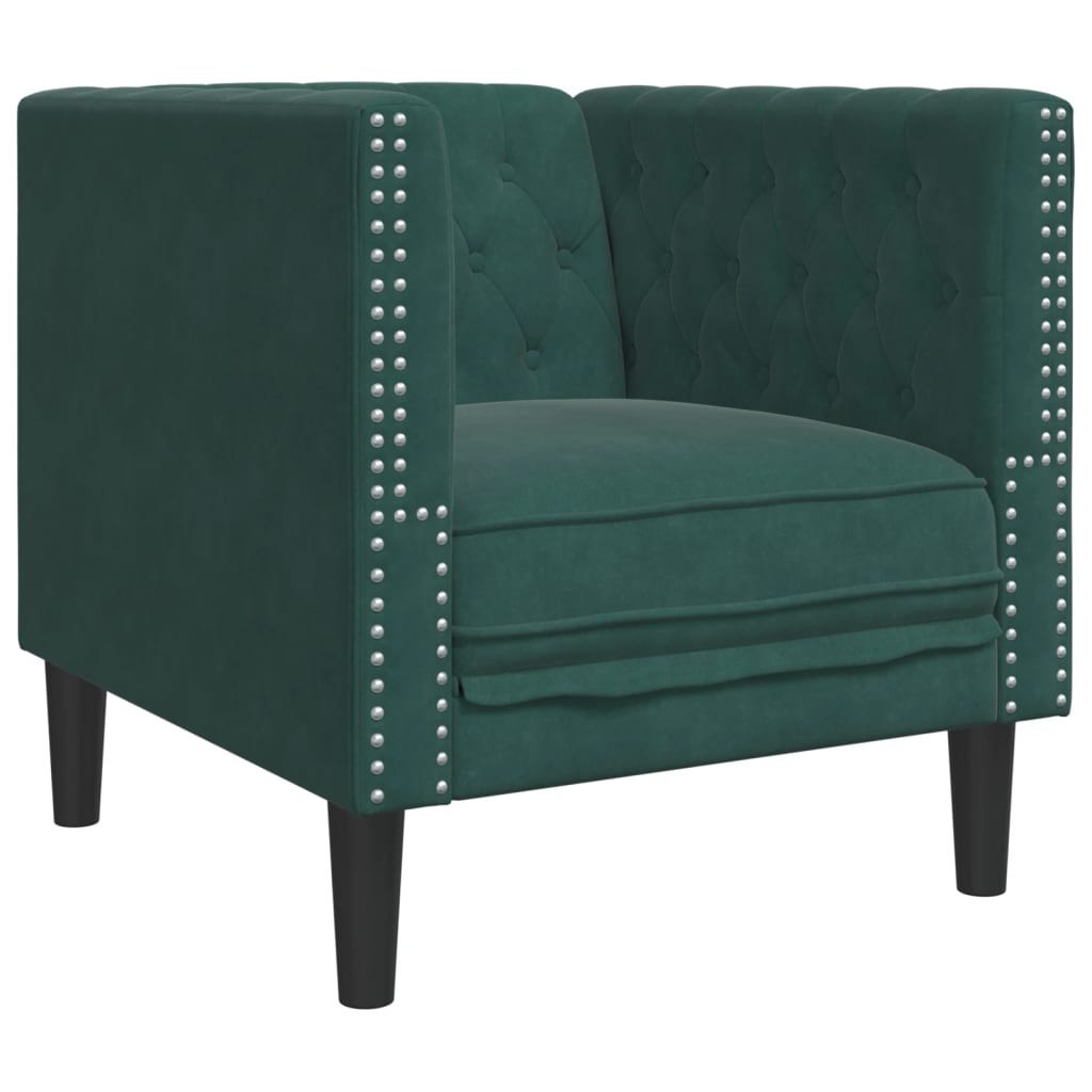 Fotel Chesterfield, ciemnozielony, tapicerowany aksamitem Lumarko! Lumarko!