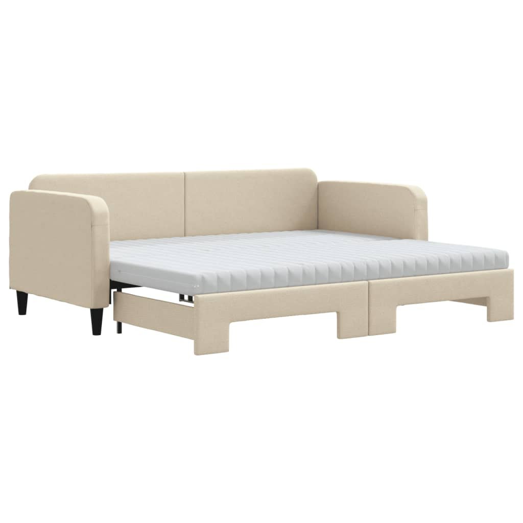 Sofa rozsuwana z materacami, kremowa, 90x200 cm, tkanina Lumarko! Lumarko!