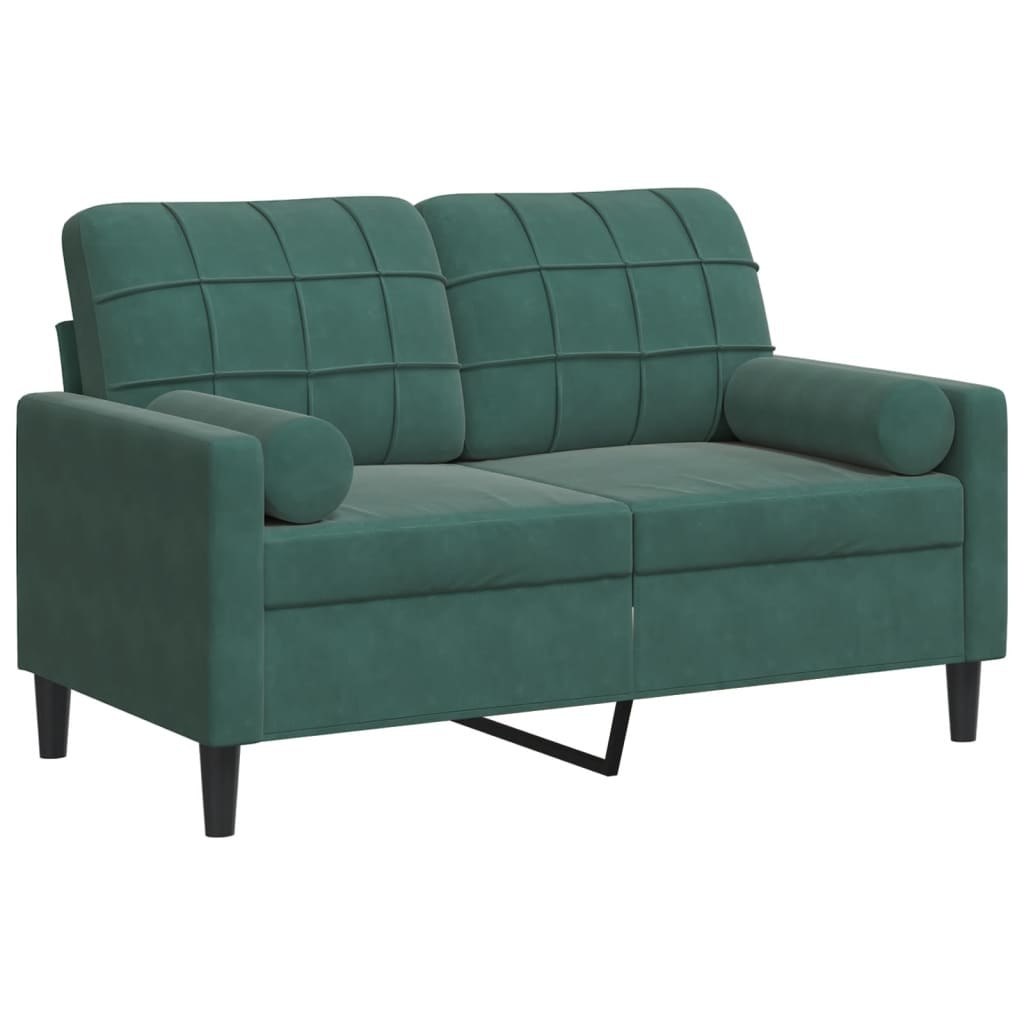 2-osobowa sofa z poduszkami, ciemnozielona, 120 cm, aksamit Lumarko! Lumarko!