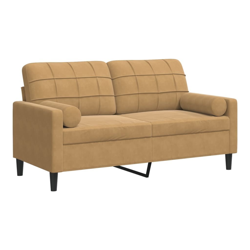 2-osobowa sofa z poduszkami, brązowa, 140 cm, aksamit Lumarko! Lumarko!