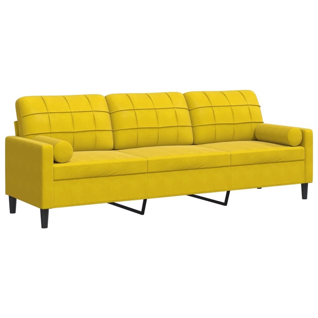 3-osobowa sofa z poduszkami, żółta, 210 cm, aksamit Lumarko! Lumarko!