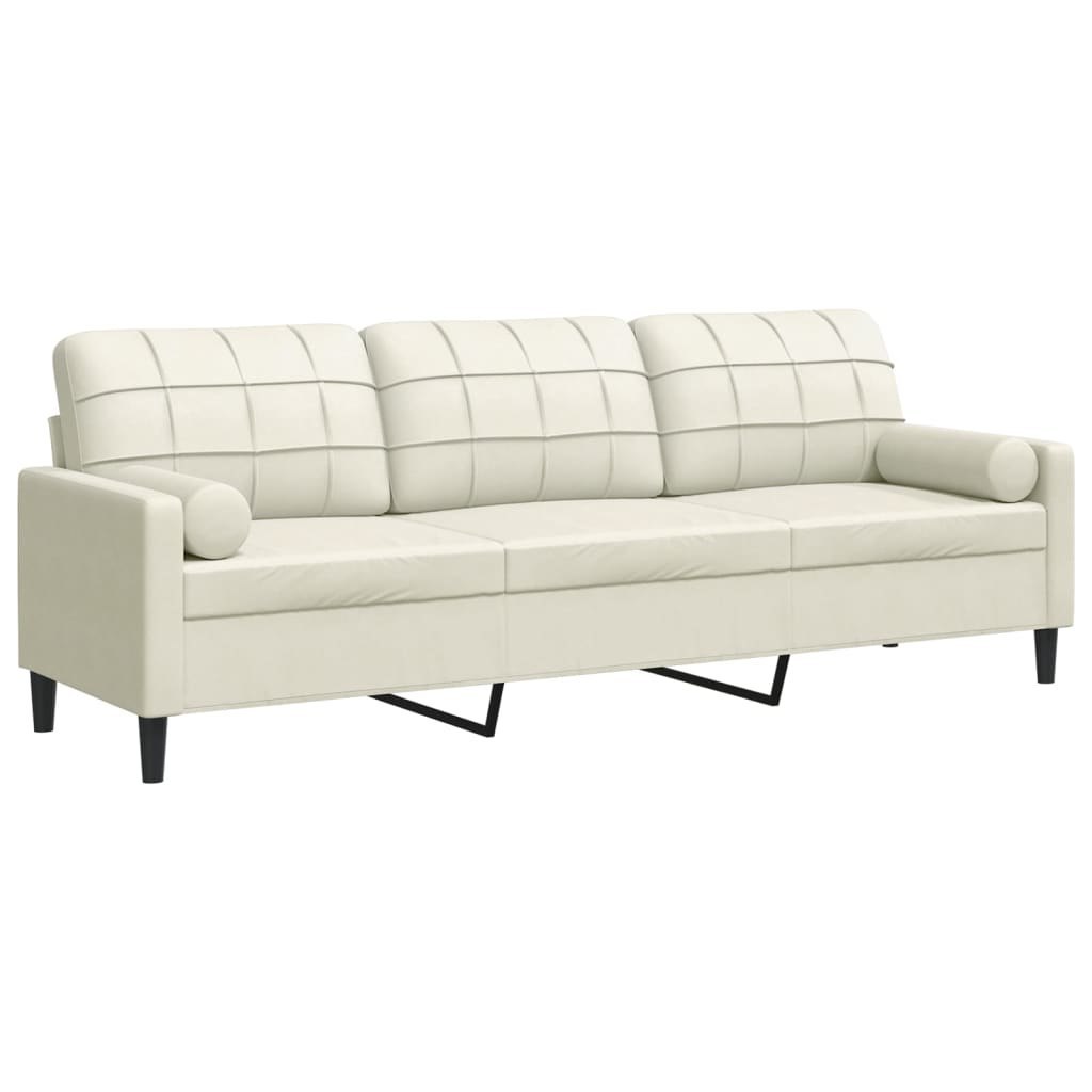 3-osobowa sofa z poduszkami, kremowa, 210 cm, aksamit Lumarko! Lumarko!