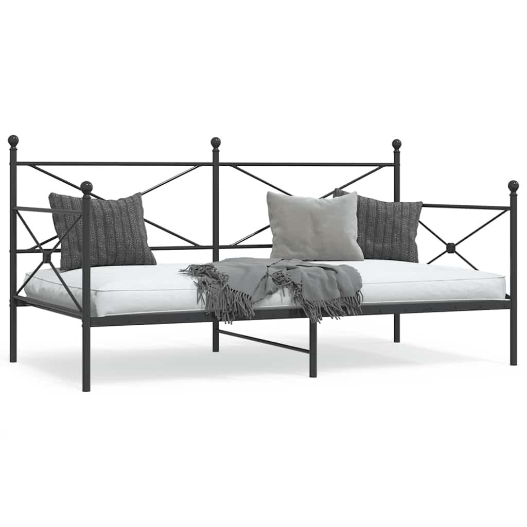 Łóżko dzienne bez materaca czarne 100x200 cm stalowe Lumarko! Lumarko!