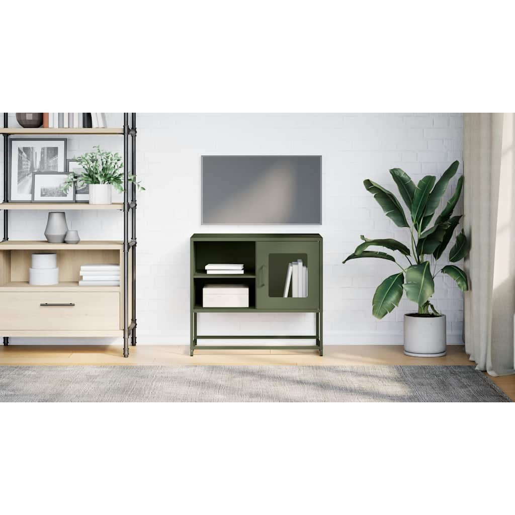 Szafka pod telewizor, oliwkowa, 68x39x60,5 cm, stalowa Lumarko! Lumarko!