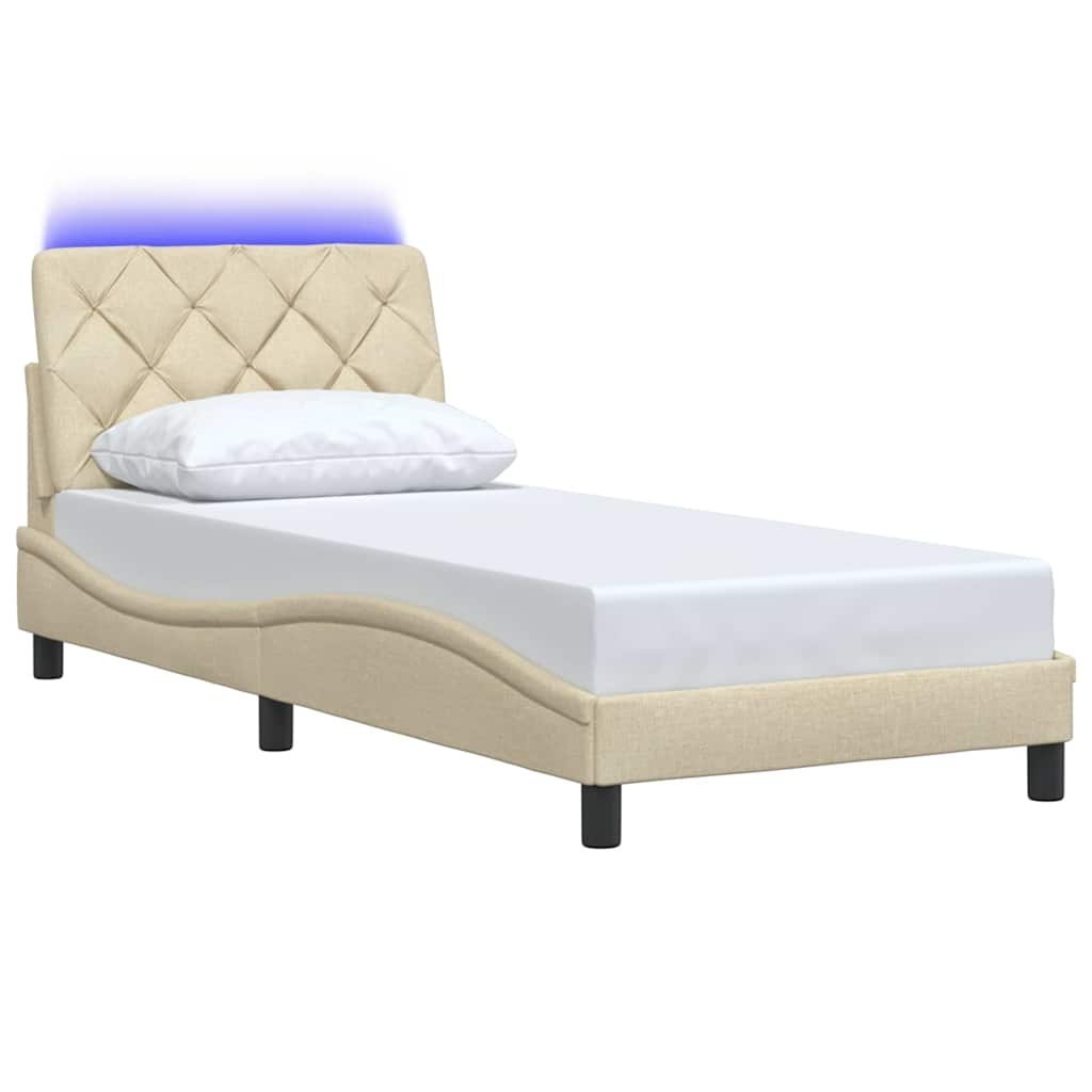 Rama łóżka z LED bez materaca Kremowa 80x200 cm Tkanina Lumarko! Lumarko!