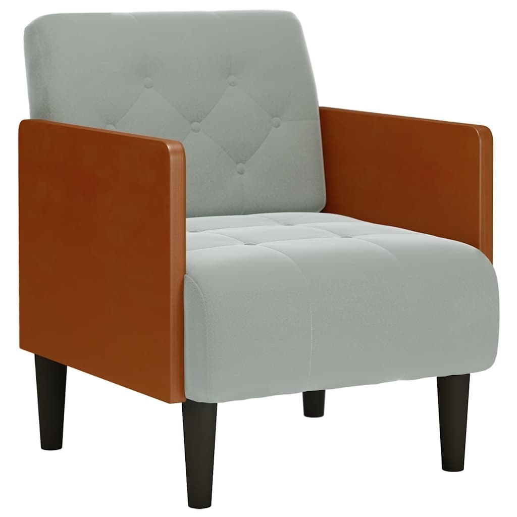 Sofa Fotel z Podłokietnikami Jasnoszary 55 cm Aksamit Lumarko! Lumarko!