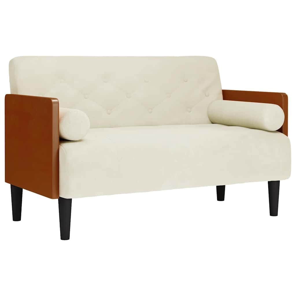 Sofa dwuosobowa z poduszkami w kolorze kremowym 110 cm Lumarko! Lumarko!