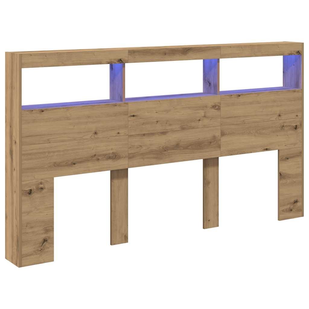 Zagłówek z półkami i LED, dąb artisan, 180x17x102 cm Lumarko! Lumarko!