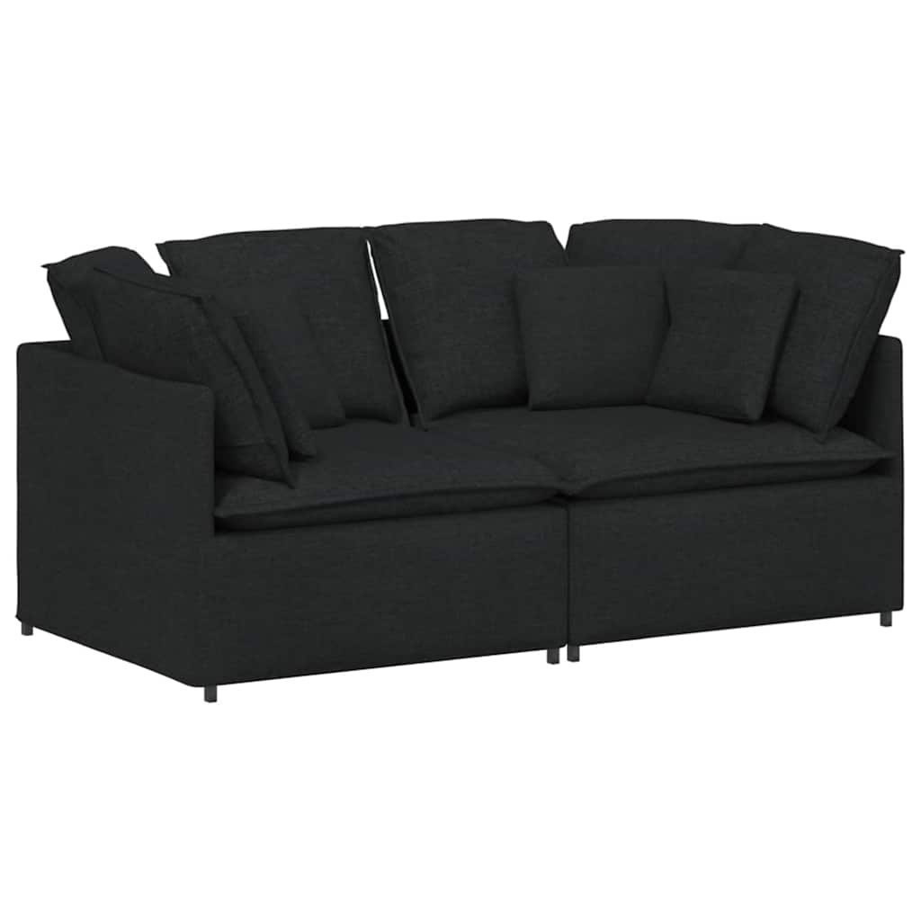 Sofa modułowa z poduszkami Tkanina Czarna