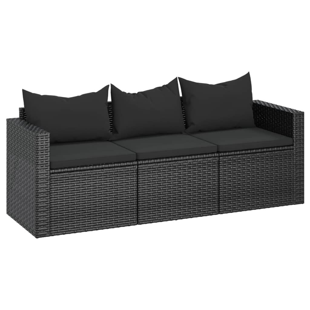 3-osobowa sofa ogrodowa z poduszkami, czarna, polirattan Lumarko! Lumarko!