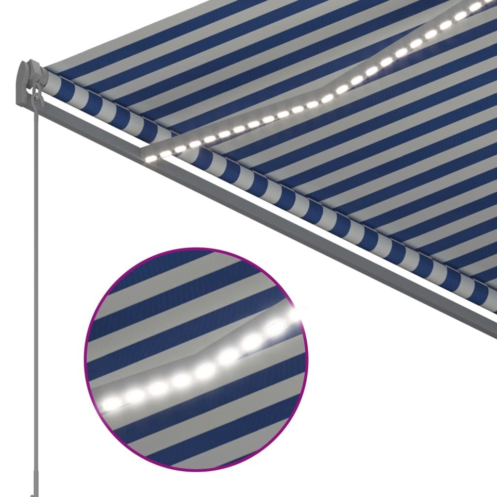 Ręcznie zwijana markiza z LED, 300 x 250 cm, niebiesko-biała Lumarko! Lumarko!