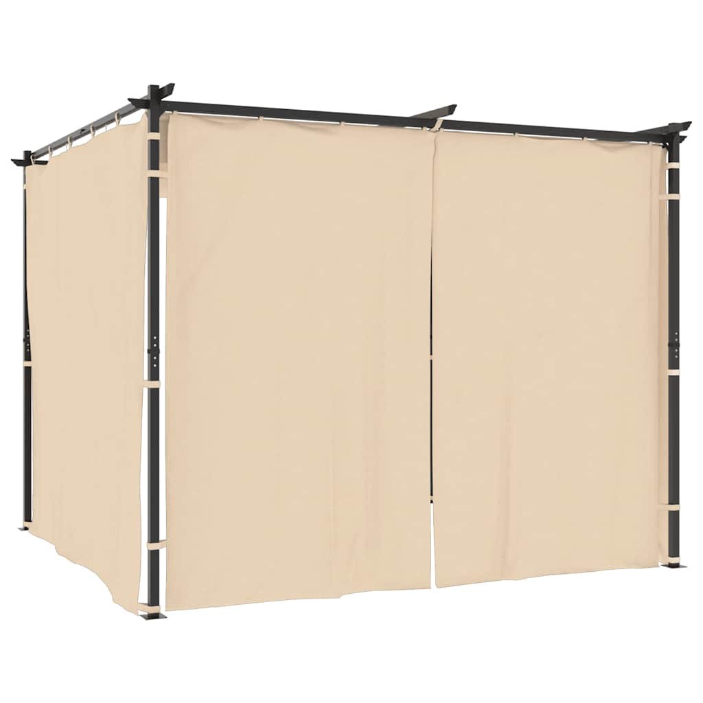 Altana ogrodowa z zasłonami, 3 x 3 m, kremowa, stal Lumarko! Lumarko!