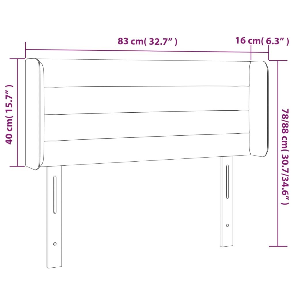 Zagłówek do łóżka z LED, czarny, 83x16x78/88 cm, tkanina Lumarko! Lumarko!