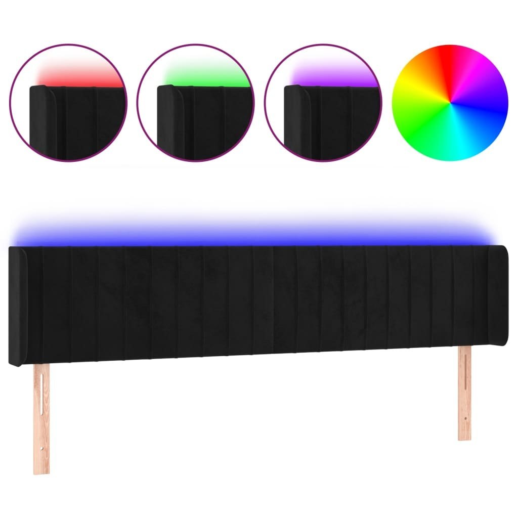 Zagłówek do łóżka z LED, czarny, 163x16x78/88 cm, aksamit Lumarko! Lumarko!