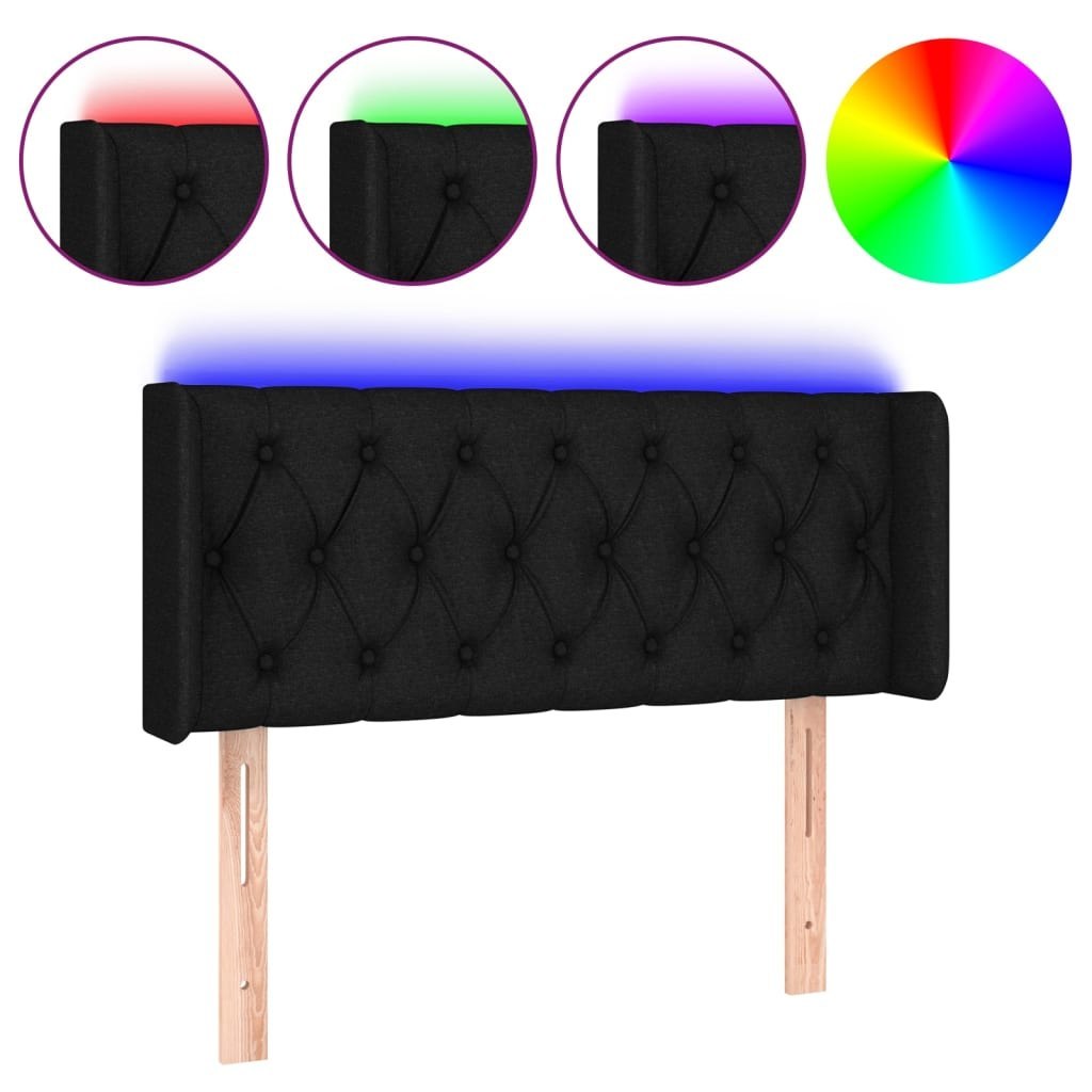 Zagłówek do łóżka z LED, czarny, 103x16x78/88 cm, tkanina Lumarko! Lumarko!