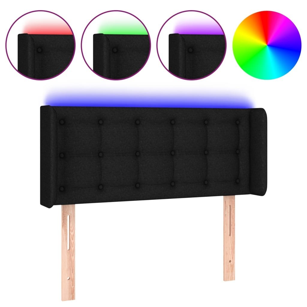 Zagłówek do łóżka z LED, czarny, 103x16x78/88 cm, tkanina Lumarko! Lumarko!