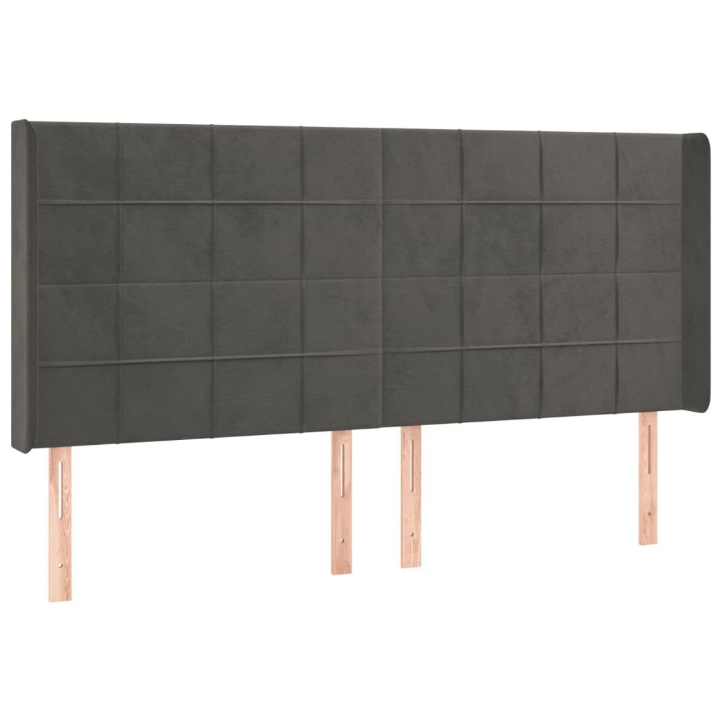 Zagłówek do łóżka z LED, ciemnoszary, 163x16x118/128cm, aksamit Lumarko! Lumarko!