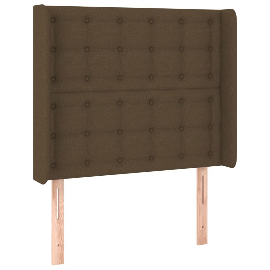 Zagłówek do łóżka z LED ciemnobrązowy, 83x16x118/128 cm tkanina Lumarko! Lumarko!