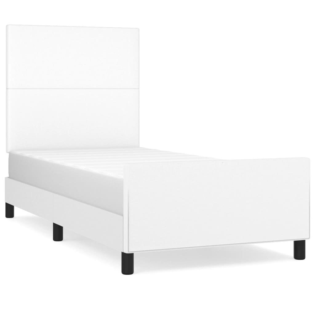Rama łóżka z zagłówkiem, biała, 80x200 cm, sztuczna skóra Lumarko! Lumarko!