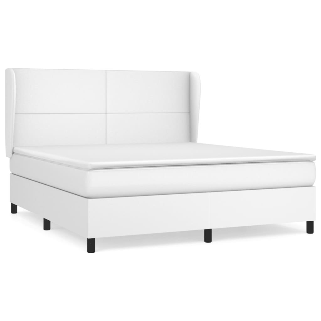 Łóżko kontynentalne z materacem, białe, ekoskóra 160x200 cm Lumarko! Lumarko!