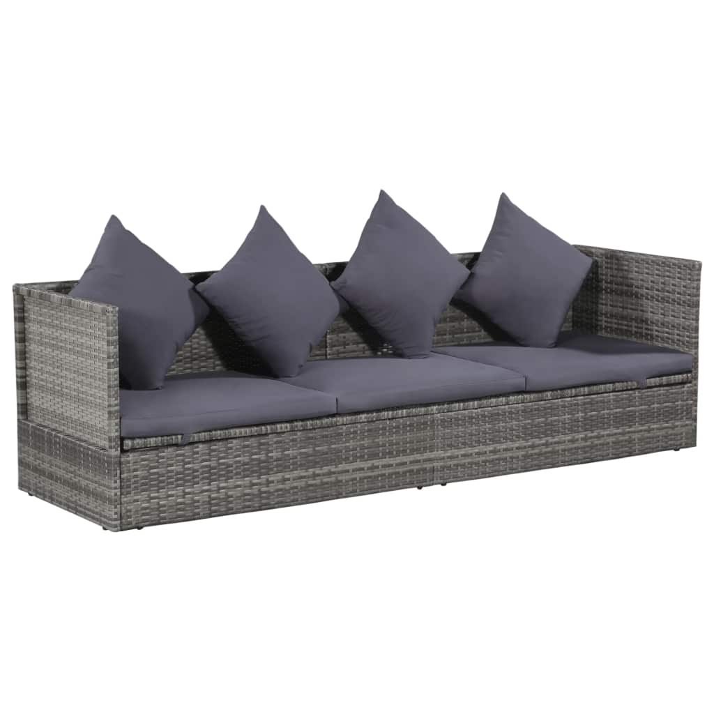 Leżanka ogrodowa, szara, 200 x 60 cm, rattan PE Lumarko!