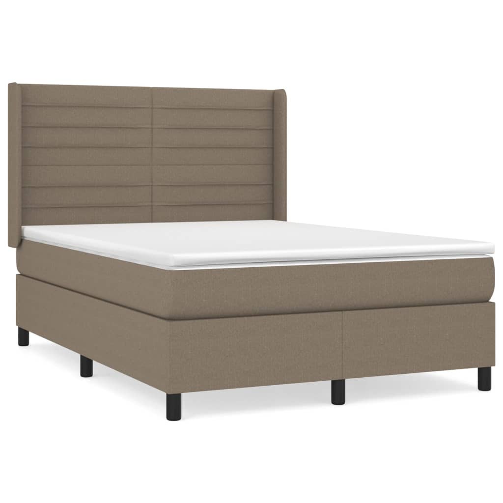 Łóżko kontynentalne z materacem, taupe, tkanina, 140x190 cm Lumarko! Lumarko!