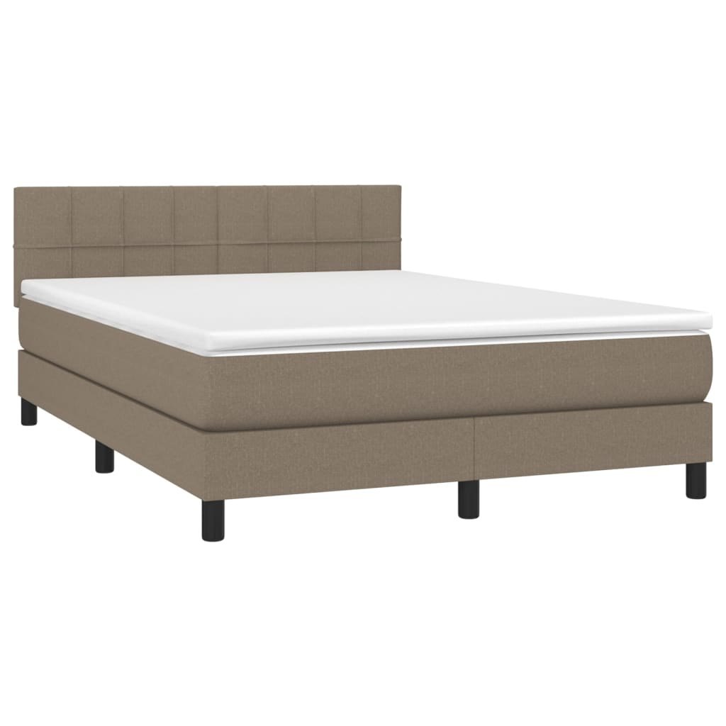 Łóżko kontynentalne z materacem, taupe, 140x190 cm, tkanina Lumarko! Lumarko!