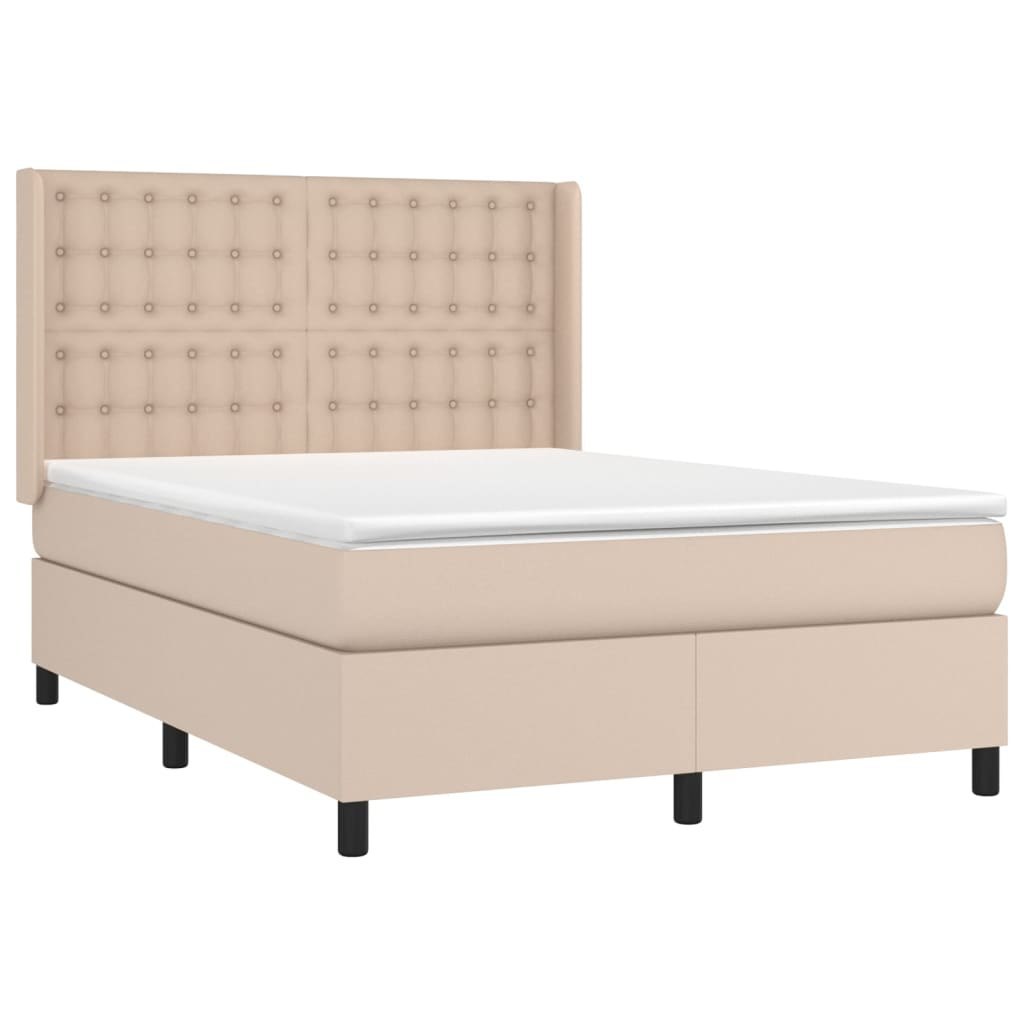 Łóżko kontynentalne, materac i LED cappuccino 140x190 cm Lumarko! Lumarko!