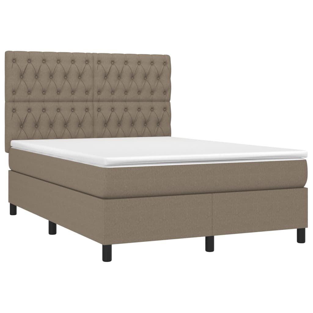 Łóżko kontynentalne z materacem, taupe, 140x190 cm, tkanina Lumarko! Lumarko!
