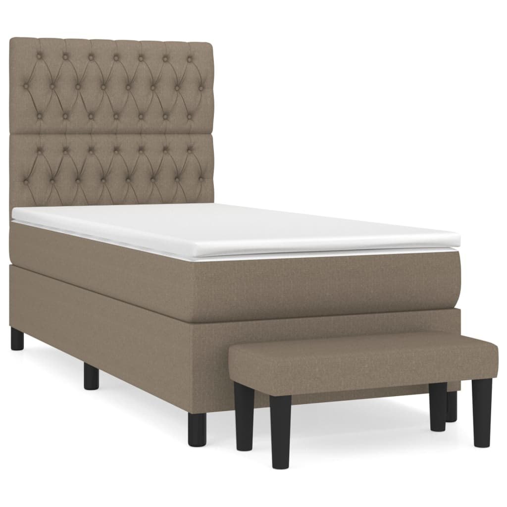 Łóżko kontynentalne z materacem, taupe, tkanina, 90x190 cm Lumarko! Lumarko!