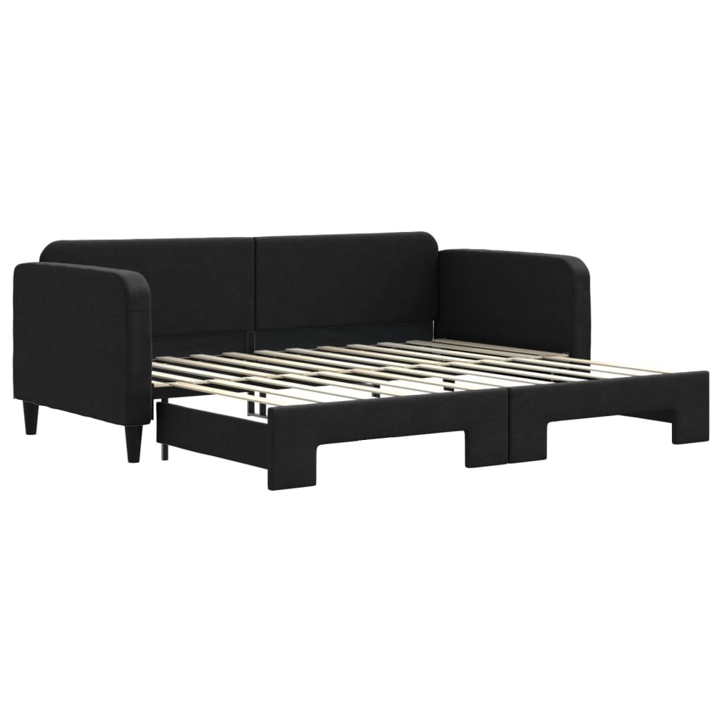 Sofa rozsuwana, czarna, 90x200 cm, tkanina Lumarko! Lumarko!