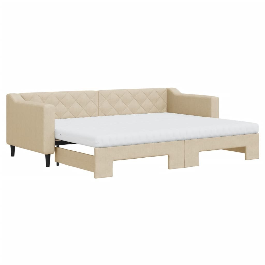Sofa rozsuwana z materacami, kremowa, 80x200 cm, tkanina Lumarko! Lumarko!