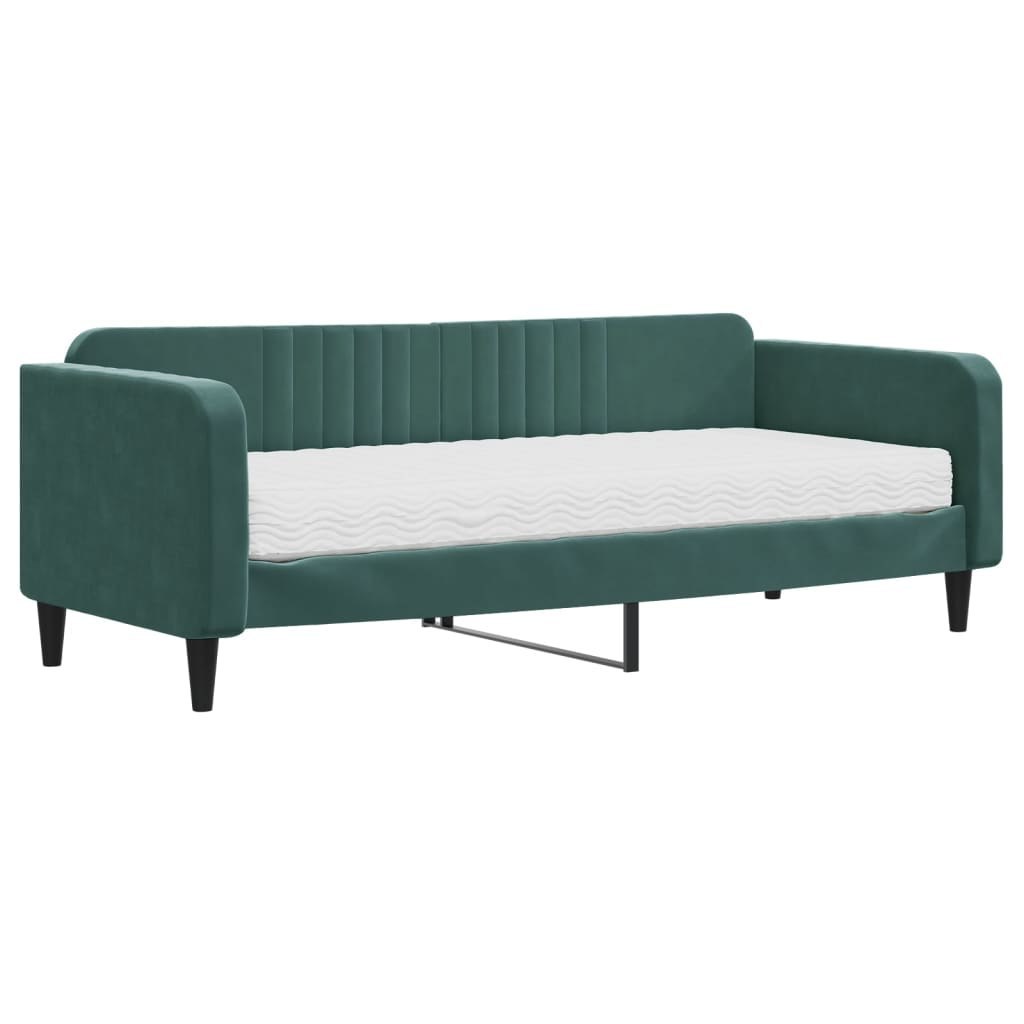 Sofa z materacem do spania, ciemnozielona, 90x200 cm, aksamit Lumarko! Lumarko!
