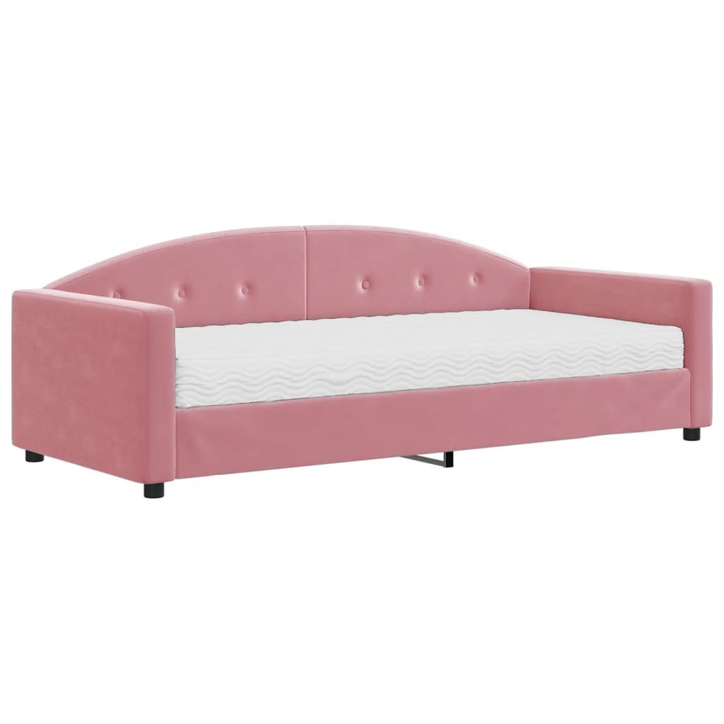 Sofa z materacem do spania, różowa, 90x200 cm, aksamit Lumarko! Lumarko!