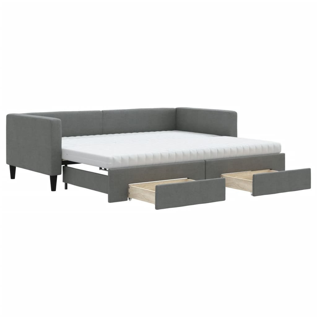 Sofa rozsuwana z szufladami, ciemnoszara, 90x200 cm, tkanina Lumarko! Lumarko!