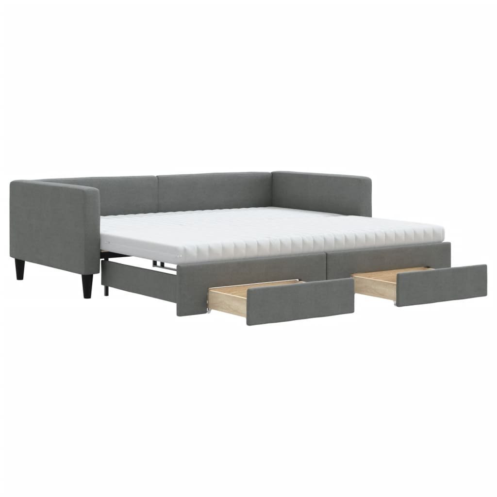 Sofa rozsuwana z szufladami, ciemnoszara, 100x200 cm, tkanina Lumarko! Lumarko!