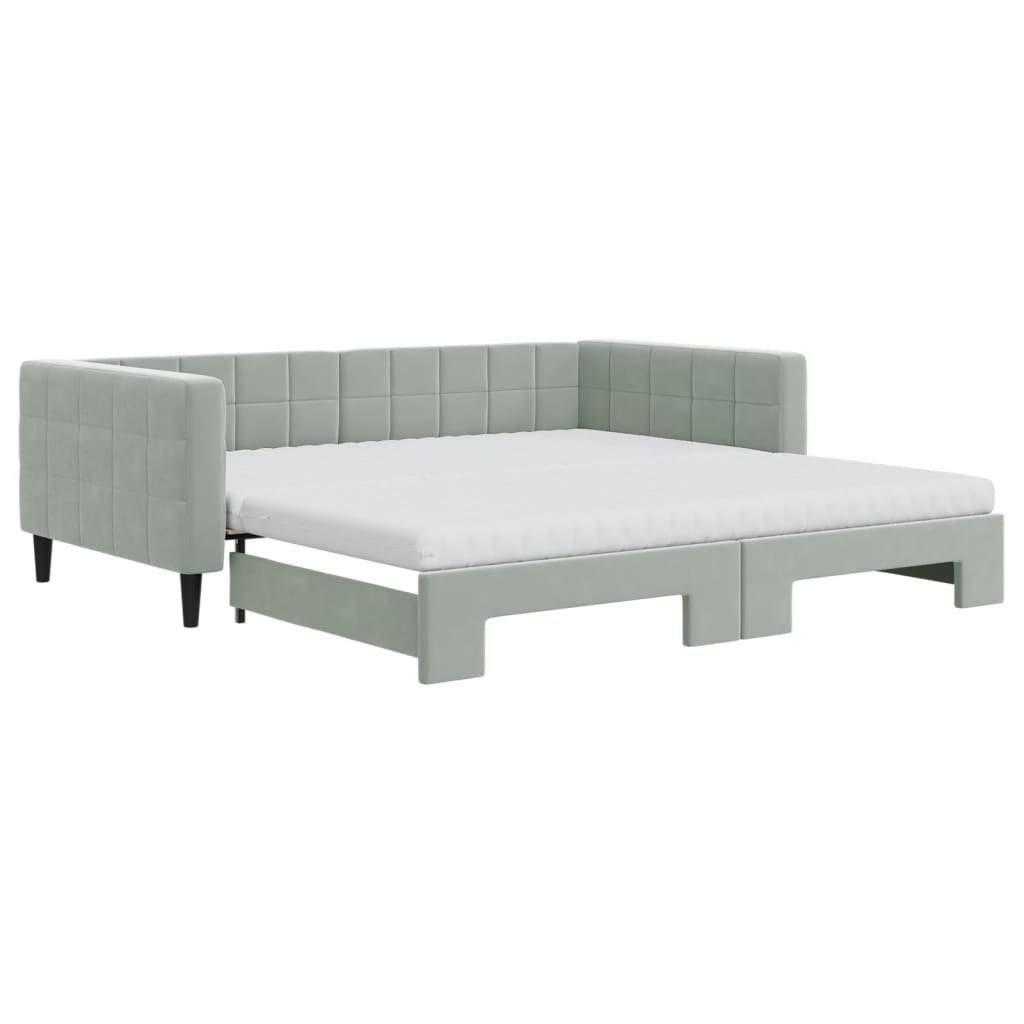 Sofa rozsuwana z materacami, jasnoszara, 100x200 cm, aksamit Lumarko! Lumarko!
