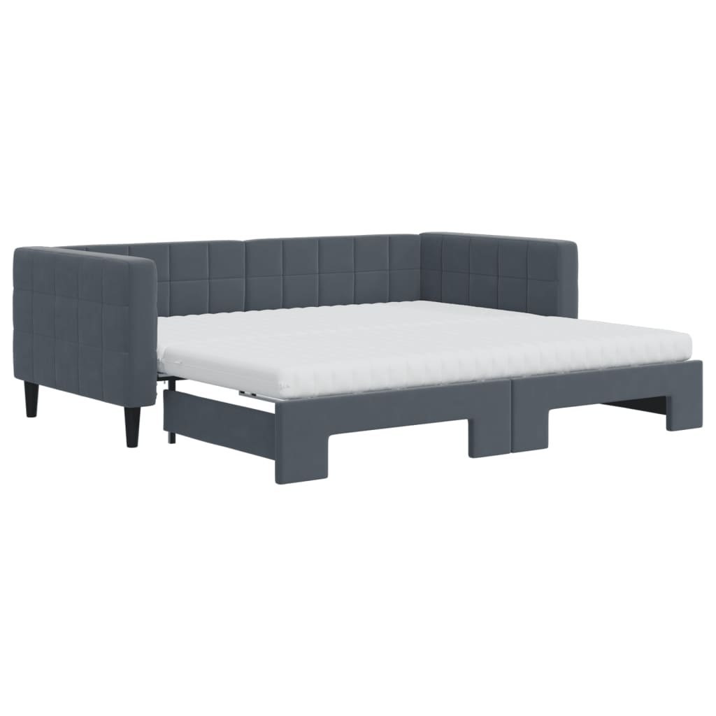 Sofa rozsuwana z materacami, ciemnoszara, 90x190 cm, aksamit Lumarko! Lumarko!