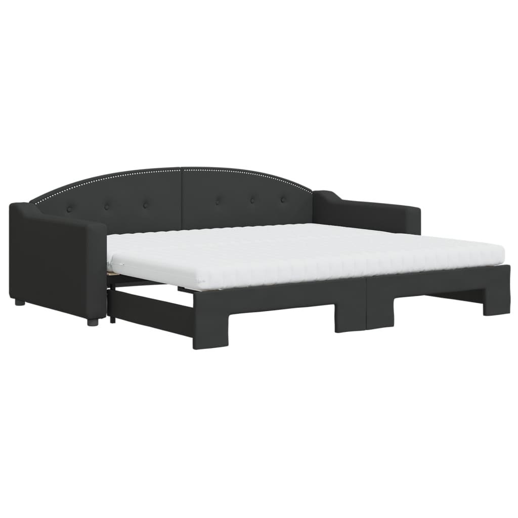 Sofa rozsuwana z materacami, czarna, 90x200 cm, tkanina Lumarko! Lumarko!