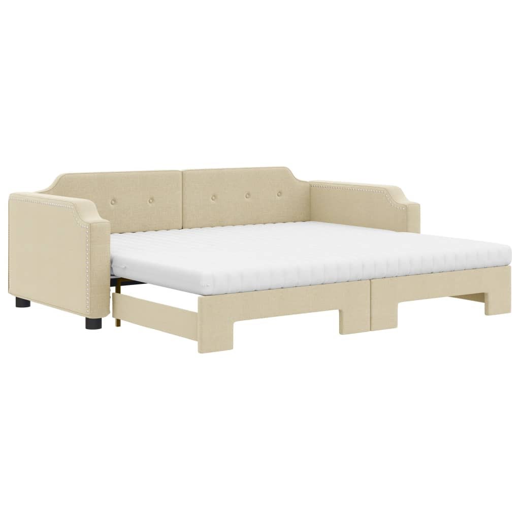Sofa rozsuwana z materacami, kremowa, 100x200 cm, tkanina Lumarko! Lumarko!