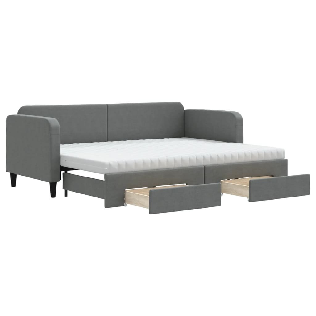 Sofa rozsuwana z szufladami, ciemnoszara, 80x200 cm, tkanina Lumarko! Lumarko!