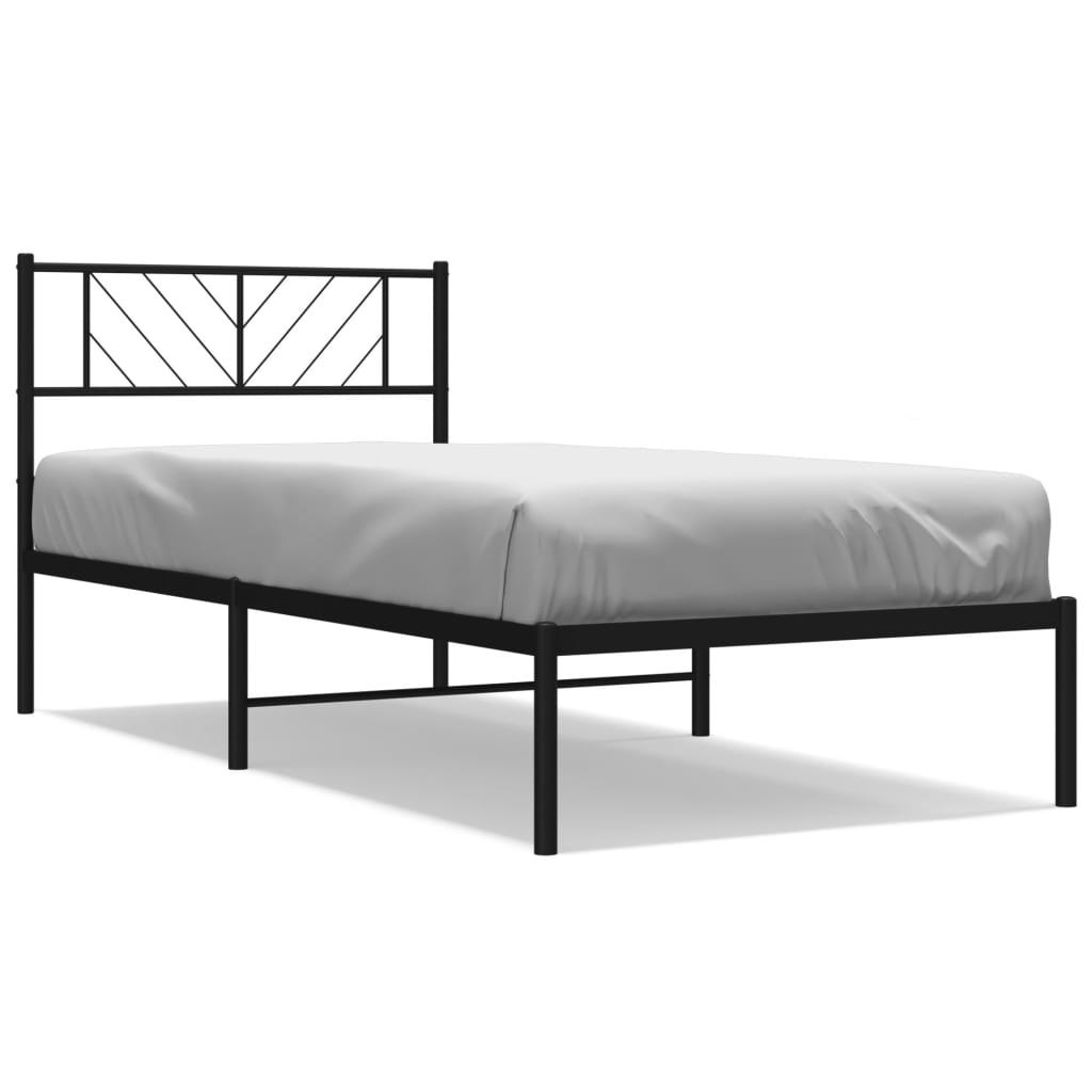 Metalowa rama łóżka z wezgłowiem, czarna, 80x200 cm Lumarko! Lumarko!