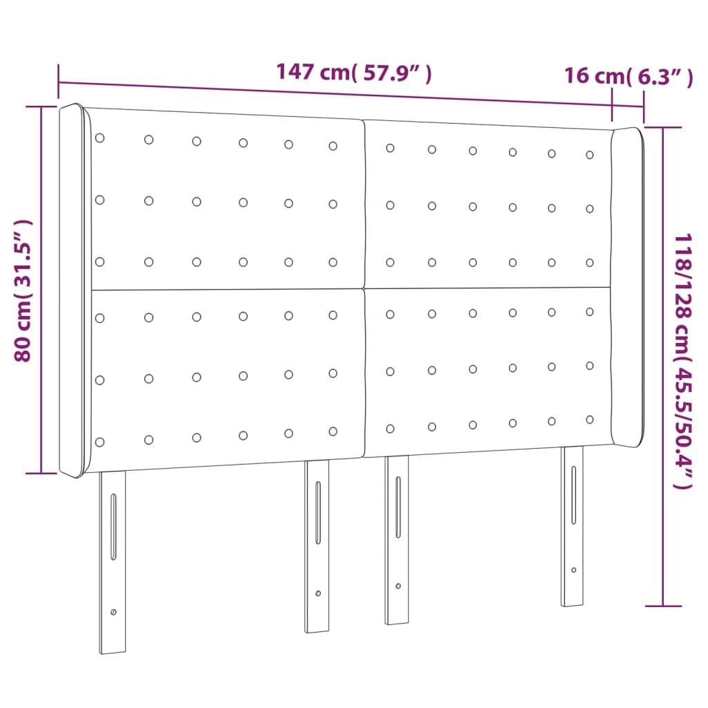 Zagłówek do łóżka z LED, cappuccino, 147x16x118/128cm, ekoskóra Lumarko! Lumarko!