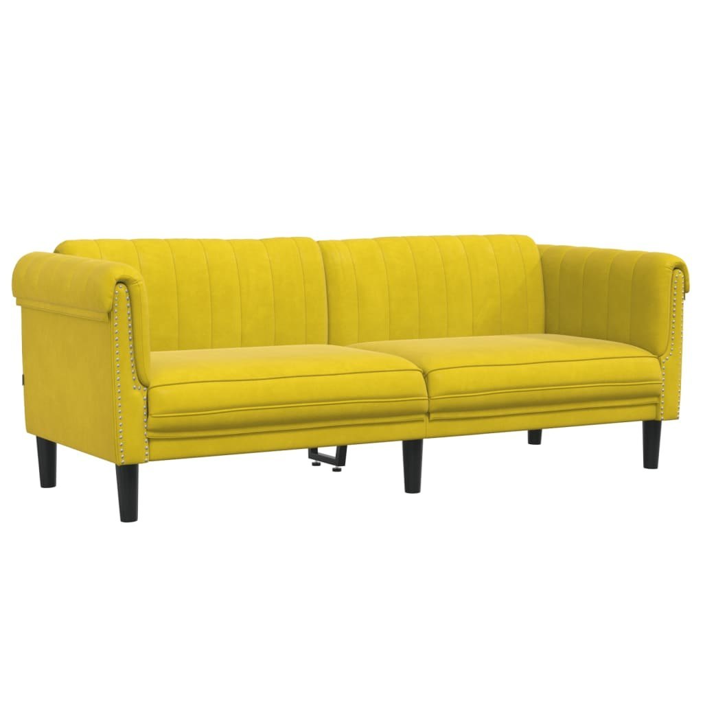 Sofa 3-osobowa, żółta, tapicerowana aksamitem Lumarko! Lumarko!