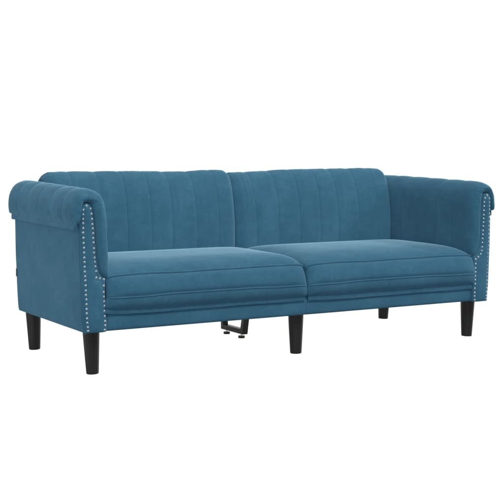 Sofa 3-osobowa, niebieska, tapicerowana aksamitem Lumarko! Lumarko!